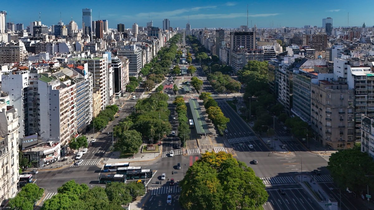 Aerial view of Buenos Aires, 9 de Julio avenue